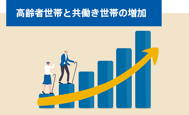 高齢者世帯と共働き世帯の増加